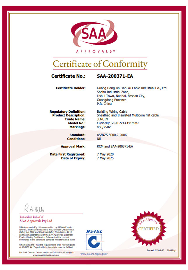 SAA Certificate TPS
